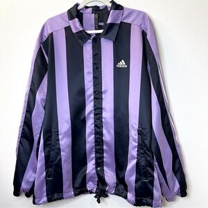 Adidas Men's Satin Coaches Jacket, Purple/Navy, Size Large. 0107.